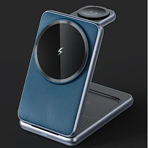 2025 new folding magnetic 3-in-1 wireless charger 15W Fast Charge multifunctional mobile phone holder wireless charger