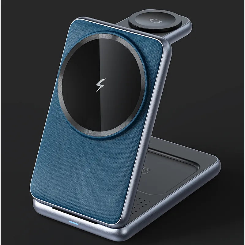 2025 new folding magnetic 3-in-1 wireless charger 15W Fast Charge multifunctional mobile phone holder wireless charger